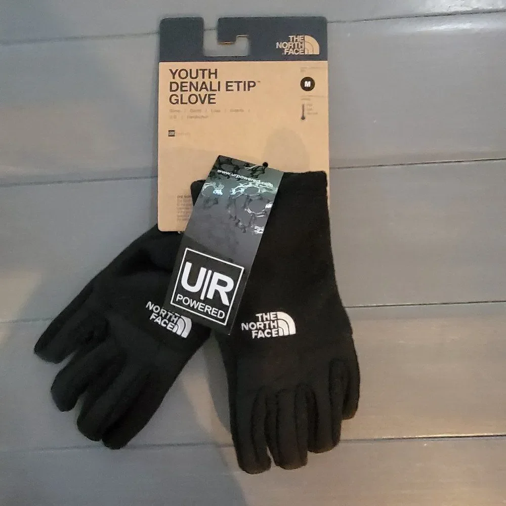 The North Face Denali Etip Gloves for Youth Medium TNF Black